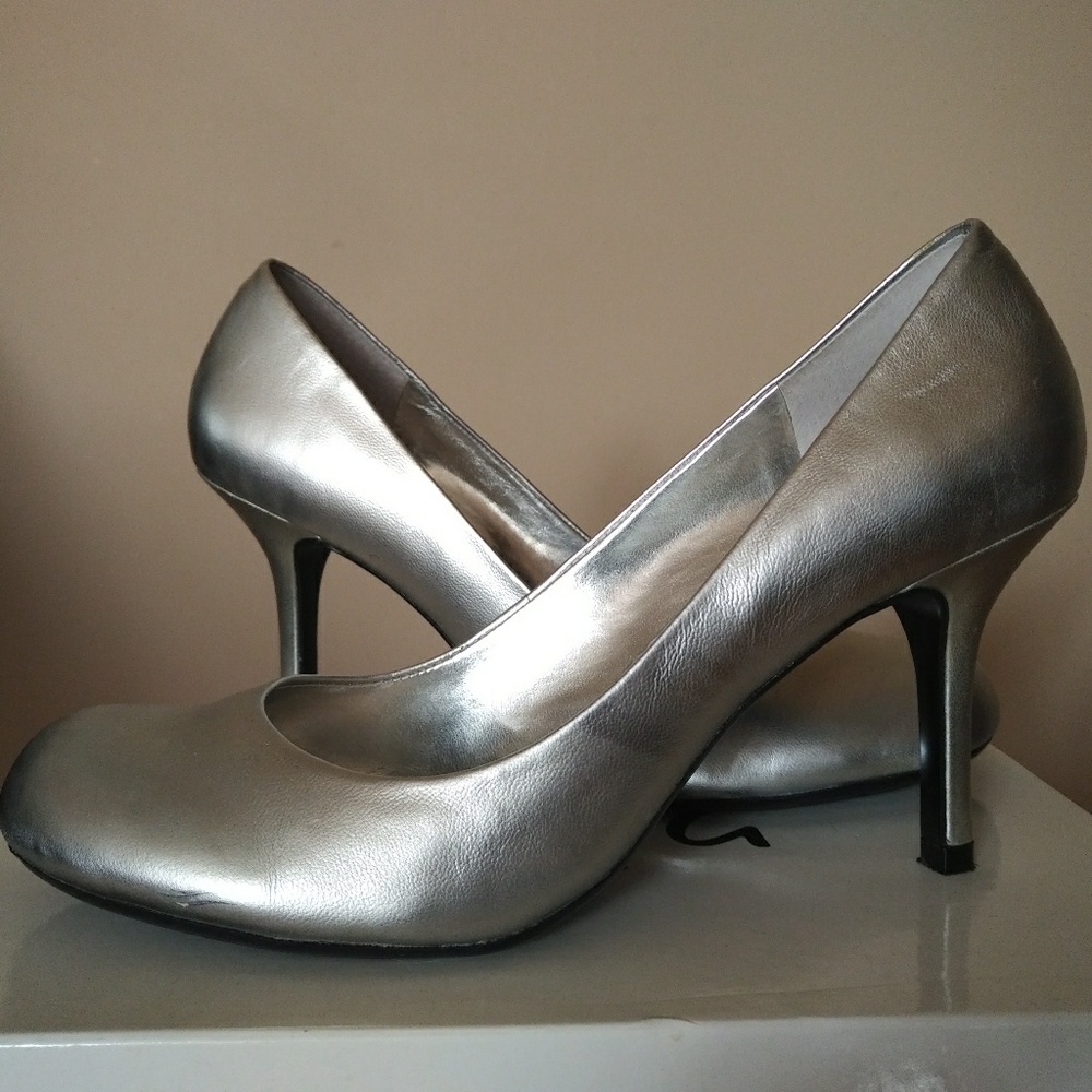 BCBG Paris Foil/Metal Leather Heels